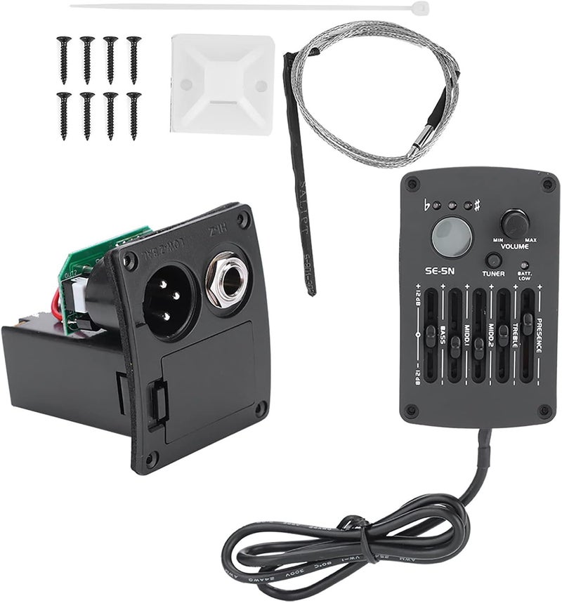 Dilwe Acoustic Guitar 5-Band EQ Equalizer with Pickup Tuner, for Acoustic Guitar, Ukulele, Bass and Other Musical Instruments - Image 2